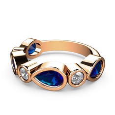 Lab safir ve swarovski 18 ayar rose altın yüzük
