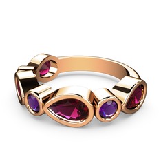 Alina Yüzük - Rodolit garnet ve ametist 8 ayar rose altın yüzük #1cxtfhs