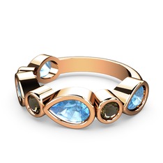 Alina Yüzük - Akuamarin ve dumanlı kuvars 18 ayar rose altın yüzük #1dbnu7e