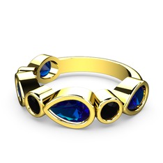 Alina Yüzük - Lab safir ve siyah zirkon 14 ayar altın yüzük #1fb2biq