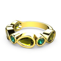 Alina Yüzük - Peridot ve yeşil kuvars 925 ayar altın kaplama gümüş yüzük #1he33bs