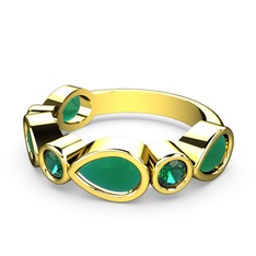 Alina Yüzük - Kök zümrüt ve yeşil kuvars 925 ayar altın kaplama gümüş yüzük #1j8c92p