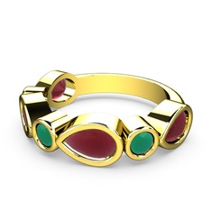 Alina Yüzük - Kök yakut ve kök zümrüt 18 ayar altın yüzük #1mliabl