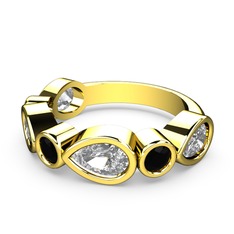 Swarovski ve siyah zirkon 14 ayar altın yüzük