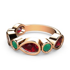 Alina Yüzük - Garnet ve kök zümrüt 925 ayar rose altın kaplama gümüş yüzük #1oz4f6n