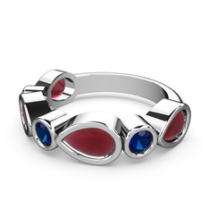 Alina Yüzük - Kök yakut ve lab safir 18 ayar beyaz altın yüzük #1pfyv1y