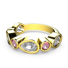 Alina Yüzük - Beyaz zirkon ve pembe kuvars 925 ayar altın kaplama gümüş yüzük #1qv0sgb