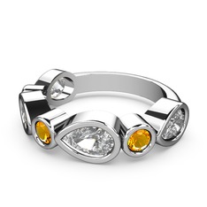 Alina Yüzük - Swarovski ve sitrin 8 ayar beyaz altın yüzük #1qx35qb