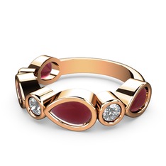 Alina Yüzük - Kök yakut ve swarovski 925 ayar rose altın kaplama gümüş yüzük #1sbak6f