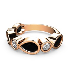 Alina Yüzük - Siyah zirkon ve swarovski 925 ayar rose altın kaplama gümüş yüzük #1t1bln3