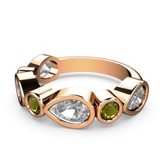 Swarovski ve peridot 8 ayar rose altın yüzük