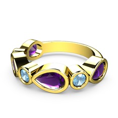 Alina Yüzük - Ametist ve akuamarin 8 ayar altın yüzük #1vei63a