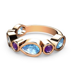 Alina Yüzük - Akuamarin ve ametist 18 ayar rose altın yüzük #1vs2zqz