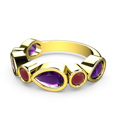 Alina Yüzük - Ametist ve kök yakut 8 ayar altın yüzük #1xjk3e1