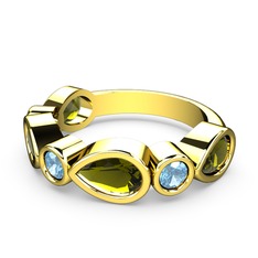 Peridot ve akuamarin 18 ayar altın yüzük