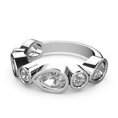 Swarovski 8 ayar beyaz altın yüzük
