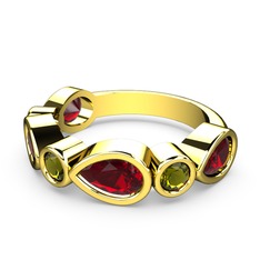Alina Yüzük - Garnet ve peridot 8 ayar altın yüzük #bu5uup