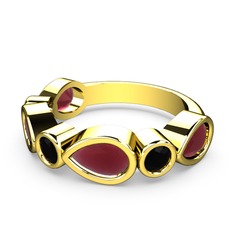 Alina Yüzük - Kök yakut ve siyah zirkon 8 ayar altın yüzük #bzyttl