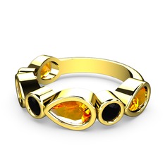 Alina Yüzük - Sitrin ve siyah zirkon 8 ayar altın yüzük #d3mecq