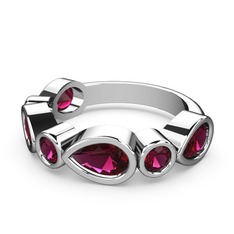 Alina Yüzük - Rodolit garnet 14 ayar beyaz altın yüzük #dp09bh