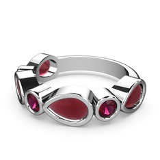 Alina Yüzük - Kök yakut ve rodolit garnet 14 ayar beyaz altın yüzük #eofn1f