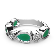 Alina Yüzük - Kök zümrüt ve pırlanta 18 ayar beyaz altın yüzük (0.22 karat) #gh2z21