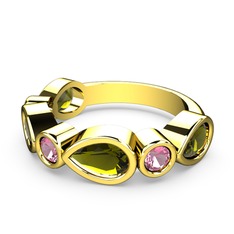 Alina Yüzük - Peridot ve pembe kuvars 8 ayar altın yüzük #gt3wj8