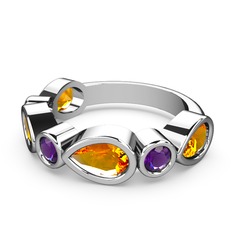 Alina Yüzük - Sitrin ve ametist 925 ayar gümüş yüzük #h9i86n