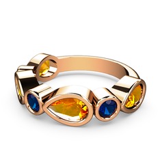 Alina Yüzük - Sitrin ve lab safir 8 ayar rose altın yüzük #j2r3e