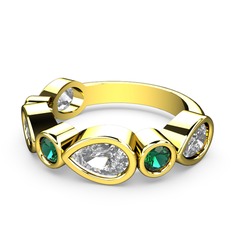 Alina Yüzük - Swarovski ve yeşil kuvars 14 ayar altın yüzük #j3ujez