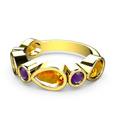 Alina Yüzük - Sitrin ve ametist 925 ayar altın kaplama gümüş yüzük #kbnurd