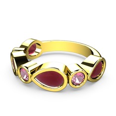 Alina Yüzük - Kök yakut ve pembe kuvars 925 ayar altın kaplama gümüş yüzük #kkrx5b