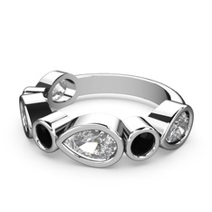 Swarovski ve siyah zirkon 925 ayar gümüş yüzük