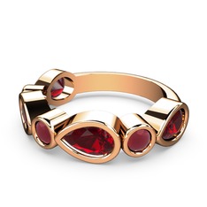 Garnet ve kök yakut 18 ayar rose altın yüzük