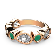 Swarovski ve kök zümrüt 18 ayar rose altın yüzük