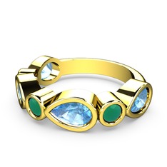 Alina Yüzük - Akuamarin ve kök zümrüt 925 ayar altın kaplama gümüş yüzük #nugvhs