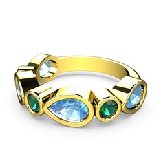Alina Yüzük - Akuamarin ve yeşil kuvars 18 ayar altın yüzük #q5tfvj