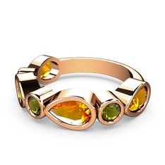 Alina Yüzük - Sitrin ve peridot 8 ayar rose altın yüzük #qnanr0