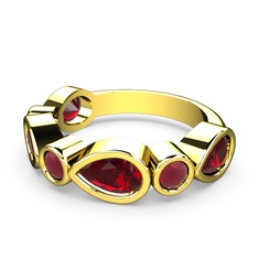 Garnet ve kök yakut 14 ayar altın yüzük