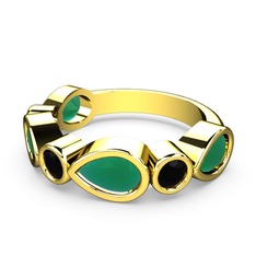 Alina Yüzük - Kök zümrüt ve siyah zirkon 18 ayar altın yüzük #rdfflm