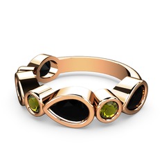 Alina Yüzük - Siyah zirkon ve peridot 8 ayar rose altın yüzük #tbo4xz