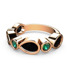 Alina Yüzük - Siyah zirkon ve yeşil kuvars 14 ayar rose altın yüzük #ticycv