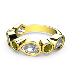 Swarovski ve peridot 14 ayar altın yüzük