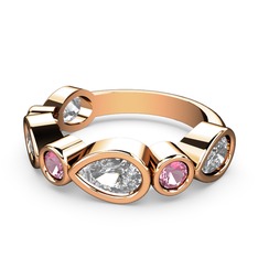 Alina Yüzük - Beyaz zirkon ve pembe kuvars 8 ayar rose altın yüzük #wk9w1v
