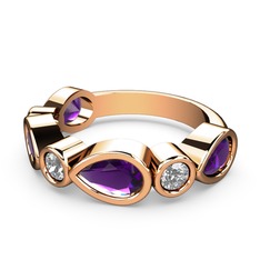 Alina Yüzük - Ametist ve pırlanta 14 ayar rose altın yüzük (0.22 karat) #wp6rqv
