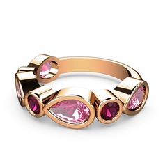 Alina Yüzük - Pembe kuvars ve rodolit garnet 8 ayar rose altın yüzük #x70vqp