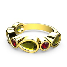 Alina Yüzük - Peridot ve garnet 925 ayar altın kaplama gümüş yüzük #xqj88g