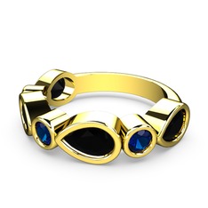 Alina Yüzük - Siyah zirkon ve lab safir 14 ayar altın yüzük #zbg1on