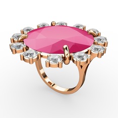 Lumi Yüzük - Neon pembe akrilik ve swarovski 18 ayar rose altın yüzük #17fjuwy