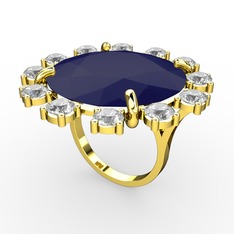 Lumi Yüzük - Lacivert akrilik ve swarovski 8 ayar altın yüzük #196olao